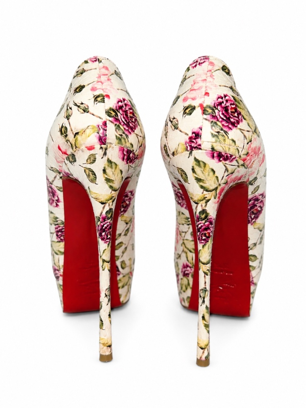Christian Louboutin Floral Peep Toe Platform Pumps Size - Picture 3 of 5